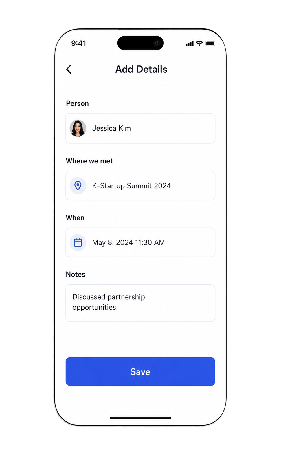 Add details screen